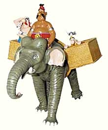 Asterix und Obelix auf einem Elefant